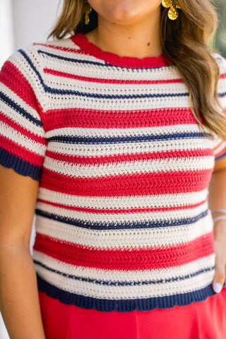 USA Lover Striped Crochet Top - Instyle Boutique