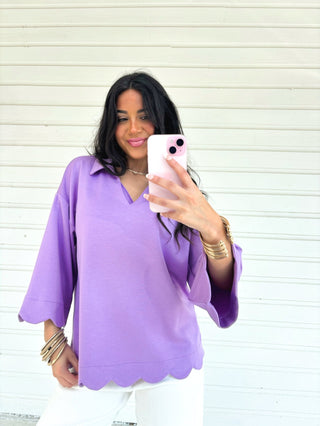 Lovely in Lavender Scalloped Knit Top - Instyle Boutique