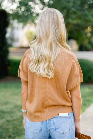 Camel Craze Short Sleeve Sweater - Instyle Boutique