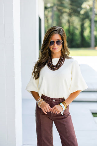Cloud Soft Bubble Sleeve Sweater - Instyle Boutique