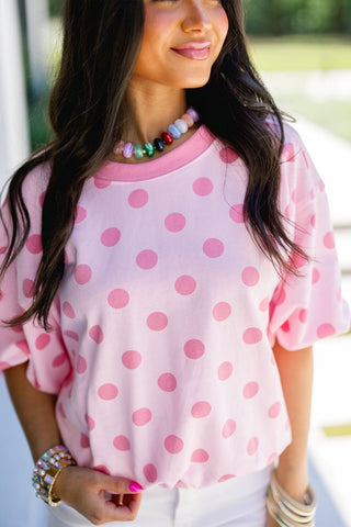 On Trend Pink Polka Dot Top - Instyle Boutique