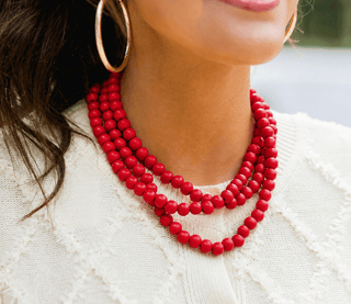 Drama Club Red Beaded Necklace - Instyle Boutique