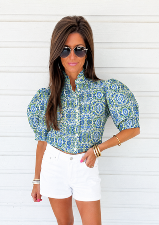 Kaleidoscope Green Printed Top