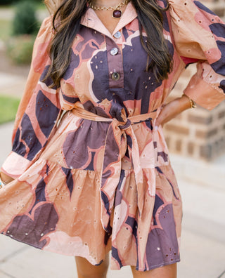 Brown Blossom Eyelet Dress - Instyle Boutique