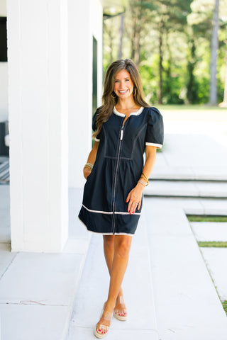 Falling For Neutrals Black Dress