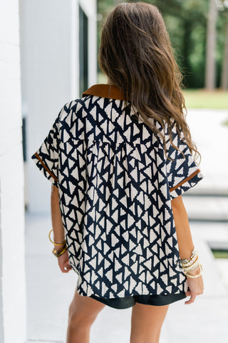 Gemma Geo Collared Top