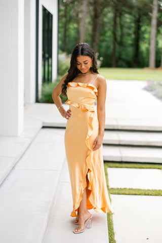 Apricot Breeze Ruffle Maxi - Instyle Boutique