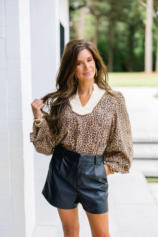Savanna Leopard Balloon Sleeve Top