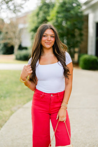 Cara Red Cropped Denim - Instyle Boutique