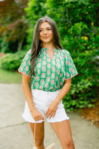 Fantasy Floral Green Top ~FINAL SALE~