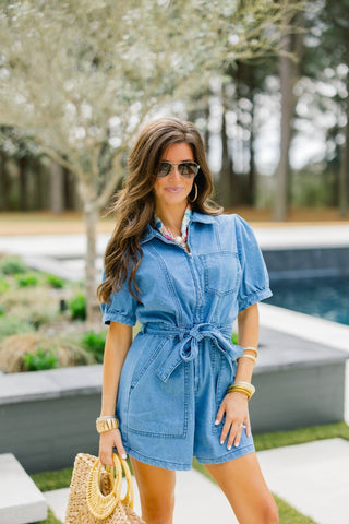The Weekend Wanderer Denim Romper - Instyle Boutique