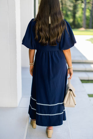 Navy Charm Midi Dress - Instyle Boutique