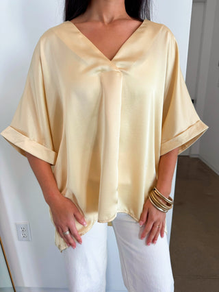 Lucy Cuffed Sleeve Yellow Top - Instyle Boutique