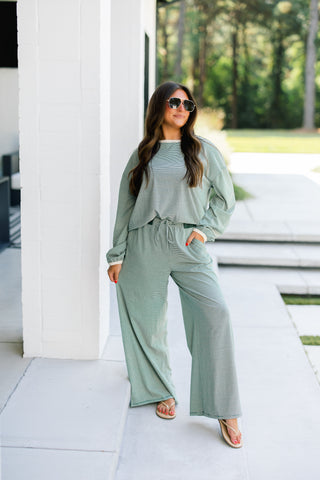 Casual Cutie Green Striped Set
