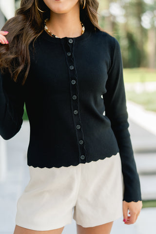 Soft Finish Black Cardigan Top