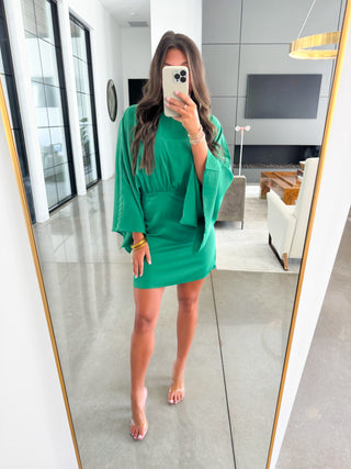 Live In The Moment Emerald Satin Mini Dress