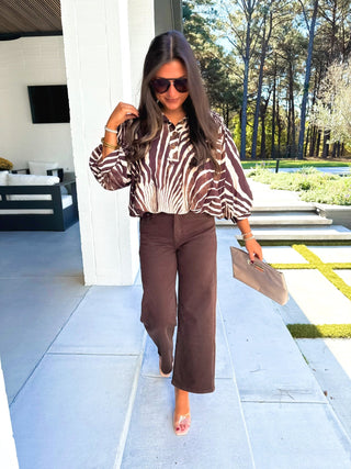 Be The Moment Brown Printed Top - Instyle Boutique