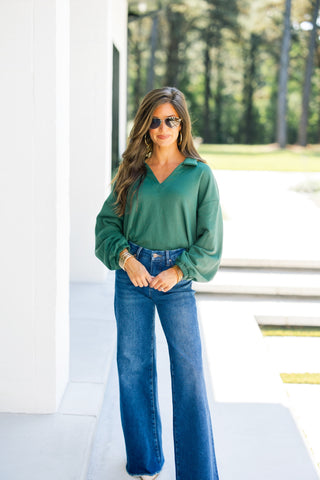 Gigi Green Fleece Top