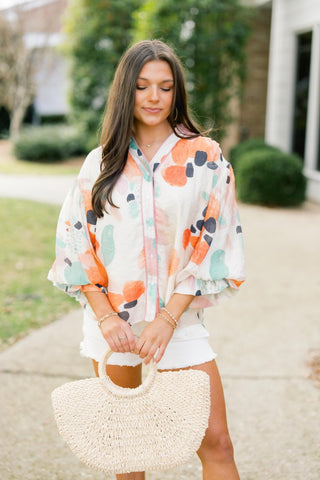 Call Me Later Coral Printed Top - Instyle Boutique