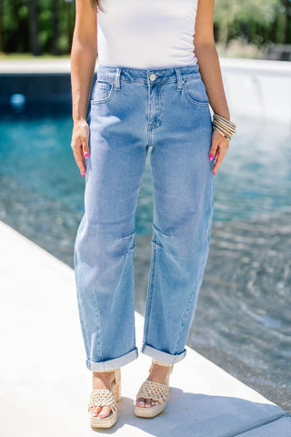 Savannah Cropped Barrel Jeans - Instyle Boutique