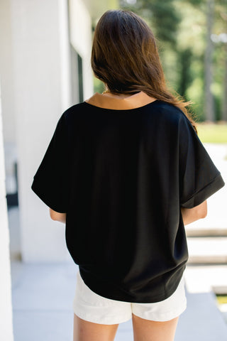 Midnight Cognac Contrast Top - Instyle Boutique