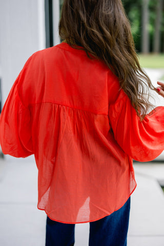 Red Puff Perfection Top - Instyle Boutique