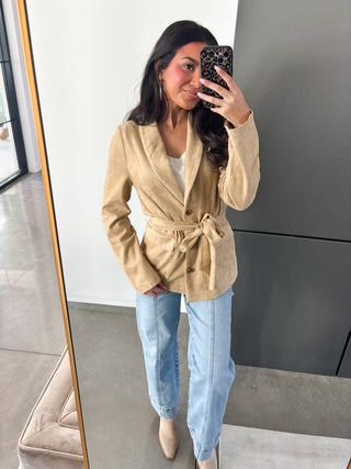 So Chic Suede Belted Blazer - Instyle Boutique