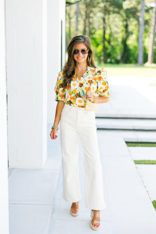 Callie Camel Floral Printed Top