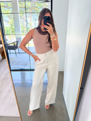 Classic Cream Flowy Wide Leg Pants - Instyle Boutique