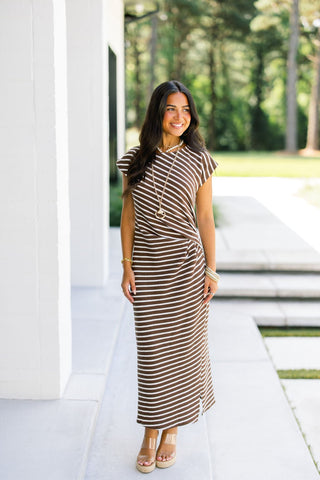 Mocha Lines Midi Dress - Instyle Boutique