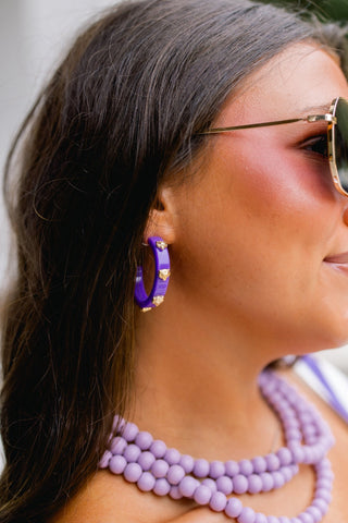 Tiger Purple Hoop Earrings - Instyle Boutique
