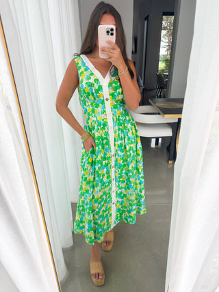 What Makes You Happy Green Floral Dress