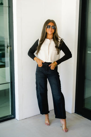 Black Barrel Cuffed Denim - Instyle Boutique