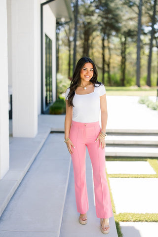 Bubblegum Pink Tailored Ankle Pants - Instyle Boutique