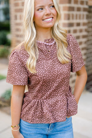Fantastic Fawn Print Pink & Brown Top - Instyle Boutique