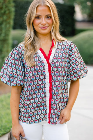 Dainty Florals Ruffle Top
