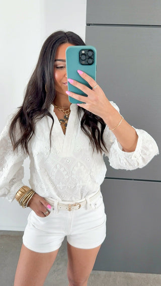 In Full Bloom Eyelet Top - Instyle Boutique