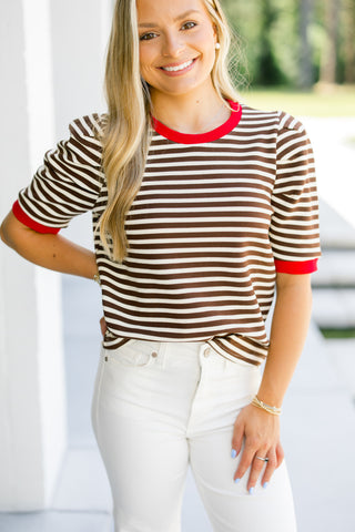 Bayside Brown Striped Top
