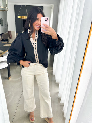 Wild Luxe Black Puff Sleeve Top