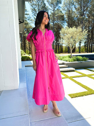 Flamingo Flutter Smocked Waist Dress - Instyle Boutique