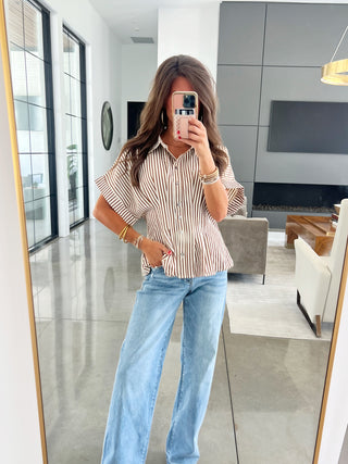 So Long Brown Striped Top