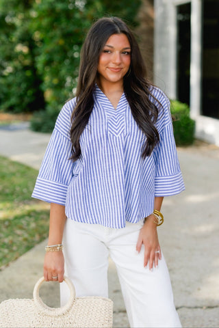 Pretty and Preppy Navy Striped Top - Instyle Boutique
