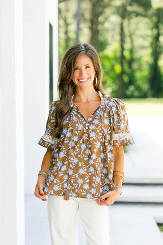 By Your Side Brown Floral Top