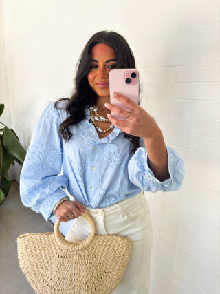 Soft Meadow Bloom Blue Top - Instyle Boutique