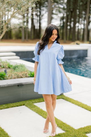 The Wave Whisper Blue Dress - Instyle Boutique