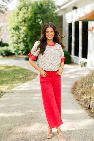 Juliette Floral Eyelet Puff Sleeve Top - Instyle Boutique