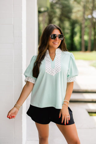 The Dot & Dash Top – Mint - Instyle Boutique