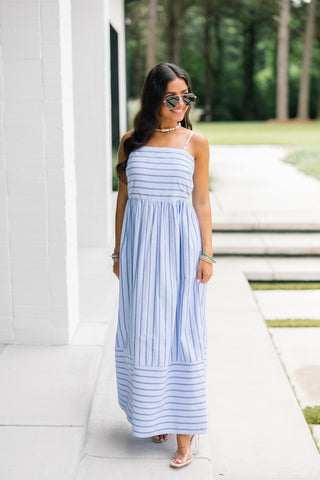 Saylor Striped Blue Maxi Dress - Instyle Boutique