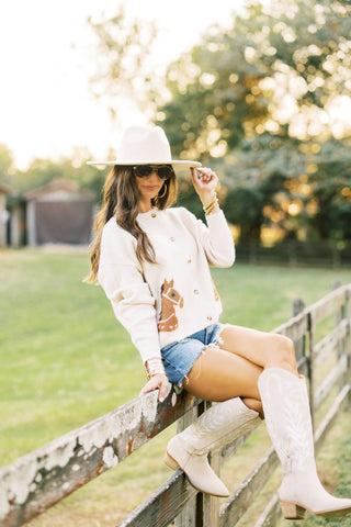 Horse Jacquard Cream Cardigan