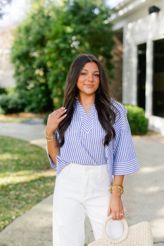 Pretty and Preppy Navy Striped Top - Instyle Boutique